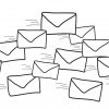 Email graphic with several envelops