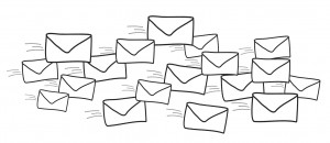 Email graphic with several envelops